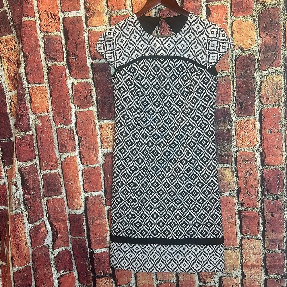 Jones New York Black and White Sleeveless Lined Dress Womens Size 2